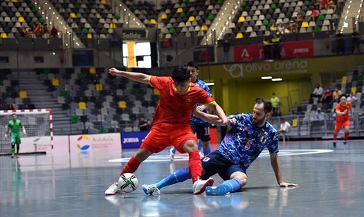 Tuyển Futsal Việt Nam thất bại 0-1 trước đối thủ mạnh Nhật Bản. Ảnh VFF