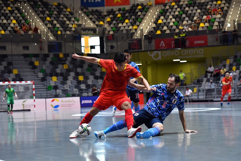 Đội tuyển Futsal Việt Nam trong trận giao hữu với Nhật Bản. Ảnh: VFF