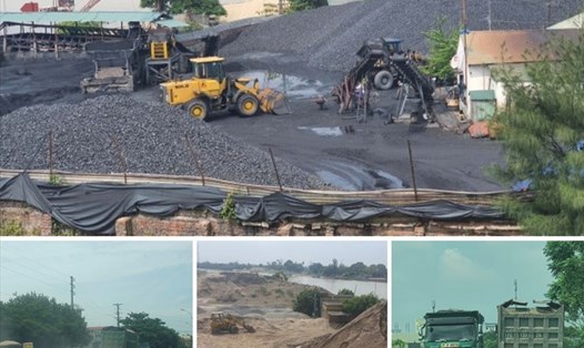 Vấn nạn xe tải chở vật liệu xây dựng gây ô nhiễm, khói bụi khu vực gần cầu Trà Lý (huyện Tiền Hải, tỉnh Thái Bình). Ảnh: T.D
