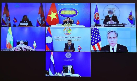Hội nghị Bộ trưởng quan hệ đối tác Mekong - Mỹ lần thứ hai, ngày 3.8.2021. Ảnh: BNG