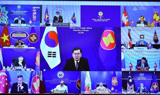 Hội nghị Bộ trưởng Ngoại giao ASEAN-Hàn Quốc ngày 3.8.2021. Ảnh: BNG