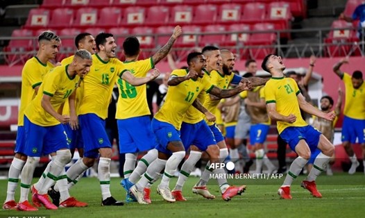 Olympic Brazil tiến vào trận chung kết môn bóng đá nam Olympic Tokyo 2020. Ảnh: AFP