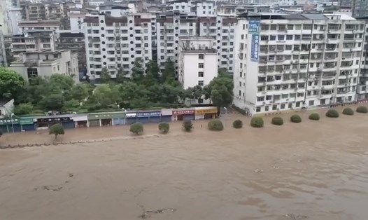 Lũ lụt ở tây nam Trung Quốc hồi tháng 7.2021. Ảnh: CGTN