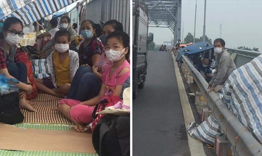 Nhiều người dân từ Hà Nội cố tình về Thái Bình "mắc kẹt" trên cầu Triều Dương. Ảnh: CTV