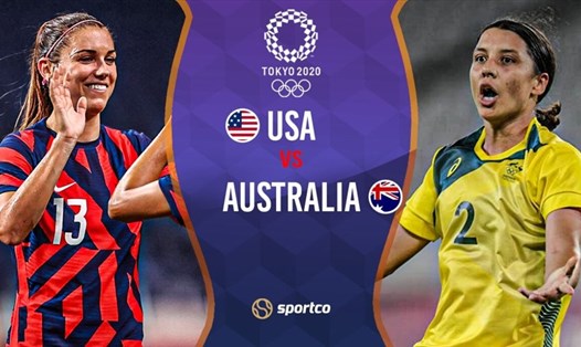 Tuyển Mỹ (trái) quyết tâm rời Olympic Tokyo 2020 không trắng tay khi đối mặt với Australia ở trận tranh Huy chương đồng bóng đá nữ. Đồ họa: Sportco.