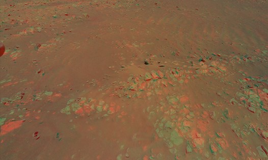 NASA lập ảnh 3D mà trực thăng Ingenuity chụp khu vực Raised Ridges trên sao Hỏa, nơi có những tảng đá kỳ lạ. Ảnh: NASA
