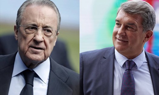Chủ tịch Florentino Perez, Chủ tịch Joan Laporta của 2 câu lạc bộ hàng đầu Tây Ban Nha không đồng tình với thỏa thuận giữa La Liga và CVC. Ảnh: Marca