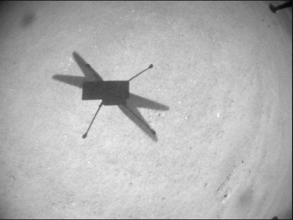 Trực thăng sao Hỏa Ingenuity trong chuyến bay số 11. Ảnh: NASA