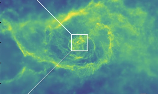 Hình ảnh tĩnh này từ mô phỏng mới của Đại học Northwestern cho thấy trung tâm của một thiên hà khổng lồ, nơi tồn tại một hố đen siêu lớn.