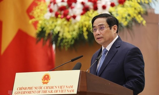 Thủ tướng Phạm Minh Chính phát biểu tại lễ kỷ niệm 76 năm Quốc khánh Việt Nam. Ảnh: TTXVN