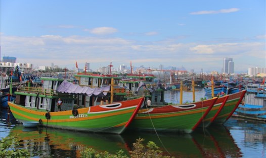 Không có giấy đi đường, ngư dân ở nhiều tỉnh thành không thể ra tàu thuyền đóng ở Đà Nẵng phòng chống bão số 5. Ảnh: Thanh Chung