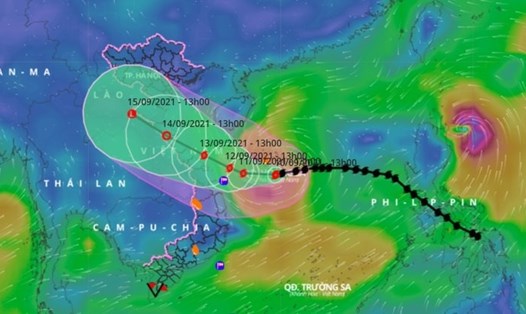Vị trí và đường đi của bão số 5. Ảnh: VNDMS.