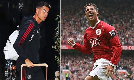 Ronaldo tuổi 36 và 24 trong màu áo Manchester United. Ảnh: AFP
