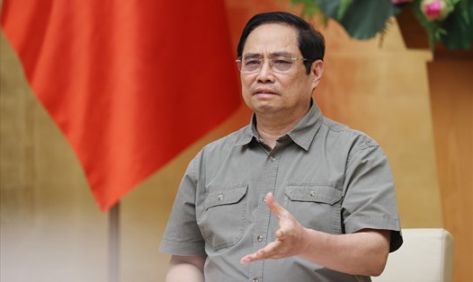 Thủ tướng Chính phủ Phạm Minh Chính phát biểu tại cuộc họp. Ảnh Dương Giang