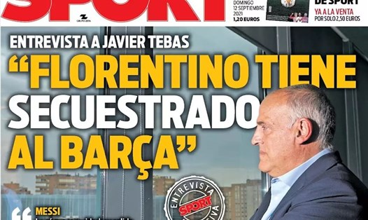 Javier Tebas tiếp tục "tấn công" Chủ tịch Florentino Perez của Real Madrid. Ảnh: Sport
