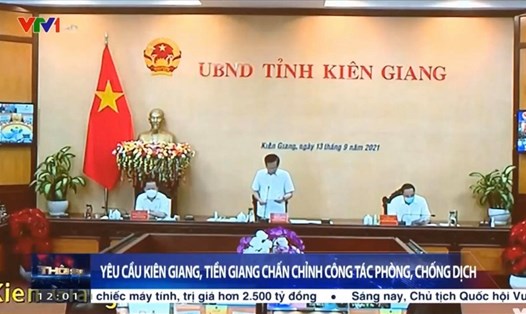 Lãnh đạo tỉnh Kiên Giang không nhớ nội dung để báo cáo Thủ tướng Ảnh: Cắt từ bản tin VTV