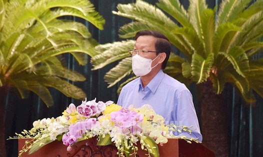 Chủ tịch UBND TPHCM Phan Văn Mãi phát biểu tại hội nghị.  Ảnh: S.Hải