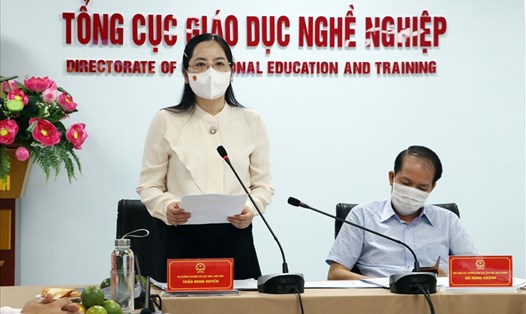 Bà Trần Minh Huyền, Vụ trưởng Vụ công tác học sinh, sinh viên, Tổng cục GDNN – Phó chủ tịch thường trực Hội đồng xét chọn phát biểu. Ảnh: Tổng cục GDNN.