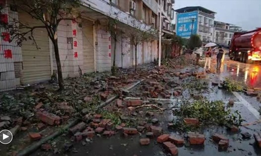 Trận động đất làm rung chuyển tỉnh Tứ Xuyên, Trung Quốc sớm ngày 16.9 và khiến 5 người thương vong. Ảnh: Chụp màn hình/ CGTN