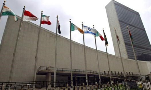 Bên ngoại trụ sở Liên Hợp Quốc ở New York, Mỹ. Ảnh: AFP