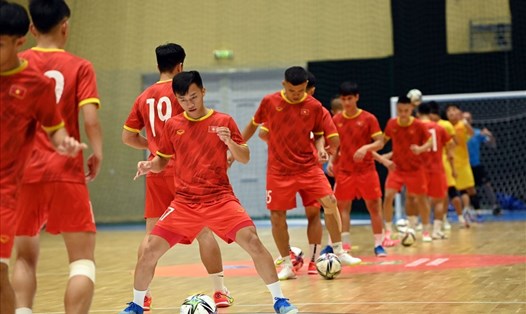 Tuyển futsal Việt Nam chuẩn bị chạm trán với Panama. Ảnh: VFF