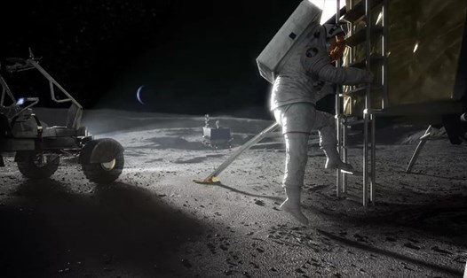 Hình minh họa một phi hành gia thuộc sứ mệnh Artemis trên bề mặt của Mặt trăng. Ảnh: NASA