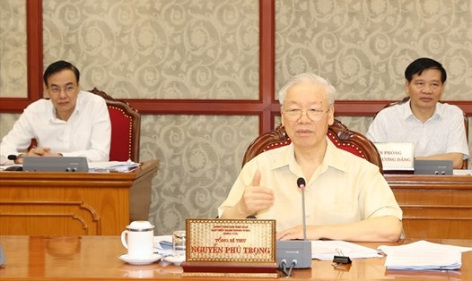 Tổng Bí thư Nguyễn Phú Trọng phát biểu tại cuộc họp. Ảnh: Trí Dũng.
