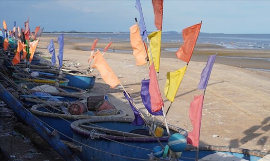 Thuyền thúng của các ngư dân trên bờ biển Phước Hải, huyện Đất Đỏ. Ảnh: T.A