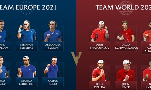 12 tay vợt đại diện cho 2 Đội tuyển Châu Âu và Thế giới. Ảnh: Laver Cup 2021