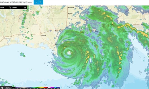 Ảnh radar bão số 9 Ida đổ bộ Louisiana. Ảnh: Dịch vụ Thời tiết Quốc gia Mỹ