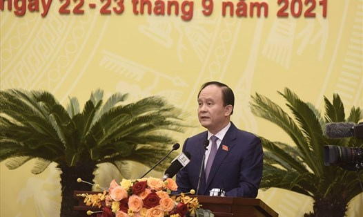Chủ tịch HĐND TP.Hà Nội - Nguyễn Ngọc Tuấn phát biểu khai mạc phiên họp. Ảnh: PV