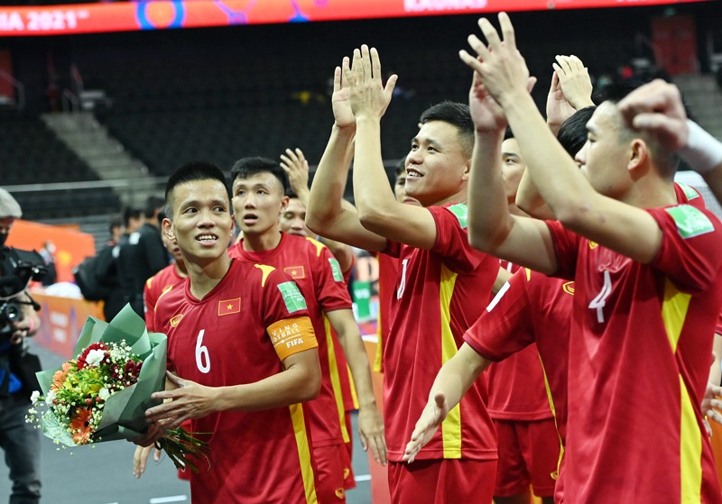 Tuyển futsal Việt Nam được dự báo gặp nhiều khó khăn trước đương kim á quân Nga ở vòng 1/8 FIFA Futsal World Cup 2020. Ảnh: VFF