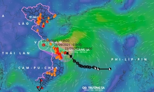 Vị trí và đường đi của bão số 6. Ảnh: Trung tâm Dự báo KTTV Quốc gia.