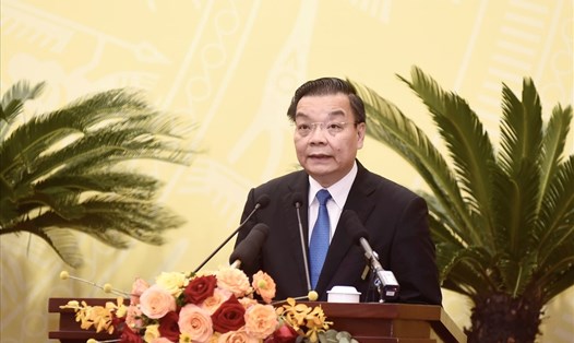 Chủ tịch UBND TP Hà Nội Chu Ngọc Anh phát biểu tại kỳ họp. Ảnh: PV
