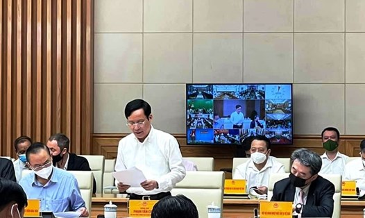 Chủ tịch VCCI Phạm Tấn Công phát biểu tại Hội nghị trực tuyến Thủ tướng Chính phủ với cộng đồng DN sáng 26.9. Ảnh: Tiến Huy