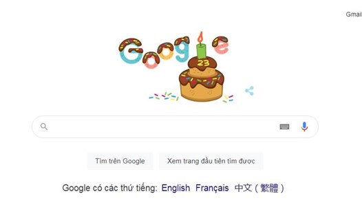 Doodle mừng sinh nhật thứ 23 của Google. Ảnh chụp màn hình