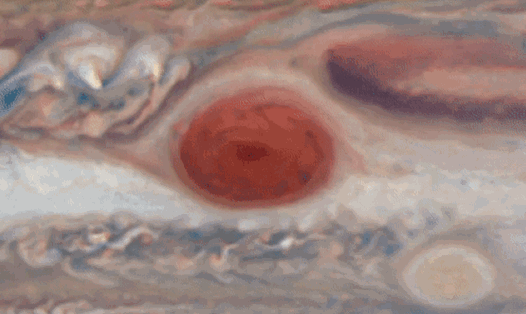 Cơn bão xoáy Vết Đỏ Lớn trên sao Mộc tạo ra từ dữ liệu kính Hubble. Ảnh: NASA