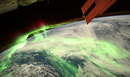 Hình ảnh cực quang do phi hành gia ESA ghi lại từ Trạm Vũ trụ ISS. Ảnh: ESA