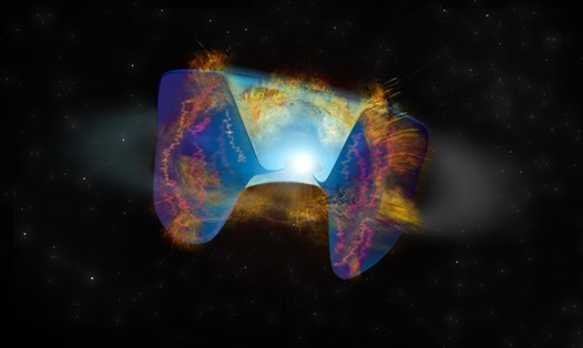 Vụ nổ siêu tân tinh tạo ra sóng vô tuyến quan sát được bằng VLA. Ảnh: Bill Saxton, NRAO/AUI/NSF
