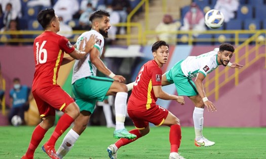 Đội tuyển Việt Nam trong trận thua 1-3 trước Saudi Arabia. Ảnh: AFC