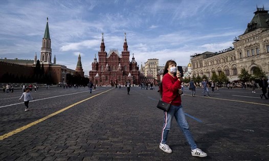 Thủ đô Mátxcơva của Nga vắng lặng trong thời kỳ giãn cách. Ảnh: AFP