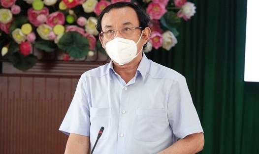 Bí thư Thành ủy TPHCM Nguyễn Văn Nên phát biểu chỉ đạo tại buổi làm việc với Quận ủy quận 7 sáng ngày 5.9. Ảnh: Sỹ Đông