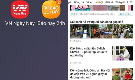2 app Báo hay 24h và Vnngaynay của Công ty TNHH Công nghệ mạng thông tin Việt Nam. Ảnh: Trần Tuấn.
