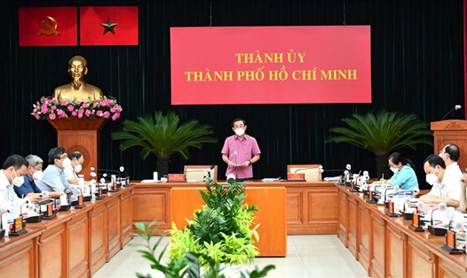 Bí thư Thành ủy TPHCM Nguyễn Văn Nên phát biểu tại hội nghị.  Ảnh: S.Hải