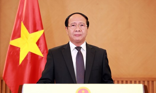 Phó Thủ tướng Lê Văn Thành tham dự và phát biểu tại lễ khai mạc CAEXPO 2021 và CABIS 18 tại Nam Ninh, Trung Quốc theo hình thức ghi hình. Ảnh: VGP