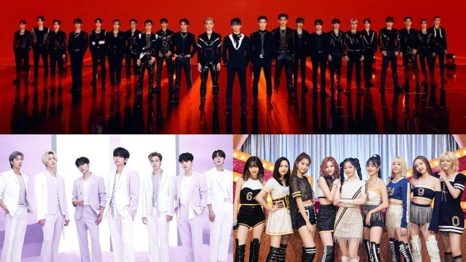 Ba nhóm nhạc Kpop - NCT, BTS, TWICE. Ảnh: Poster, Xinhua. Ba nhóm nhạc Kpop - NCT, BTS, TWICE. Ảnh: Poster, Xinhua.