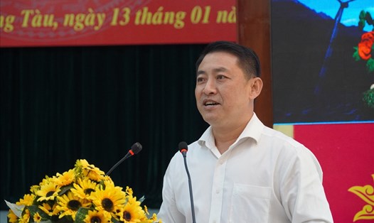Ông Huỳnh Sơn Tuấn - Chủ tịch LĐLĐ tỉnh phát biểu tại hội nghị tổng kết của LĐLĐ TP.Vũng Tàu. Ảnh: Q.C