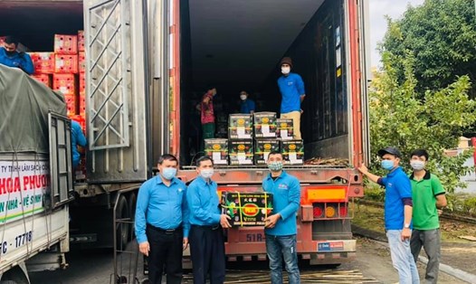 CNVCLĐ Hải Phòng hỗ trợ tiêu thụ nông sản ùn tắc ở cửa khẩu Lạng Sơn. Ảnh: Công đoàn Hải Phòng