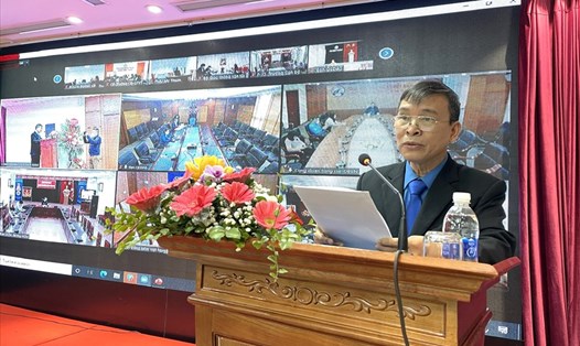 Ông Lê Ngọc Minh - Phó Chủ tịch Công đoàn Giao thông Vận tải Việt Nam phát biểu tại hội nghị. Ảnh: Hà Anh