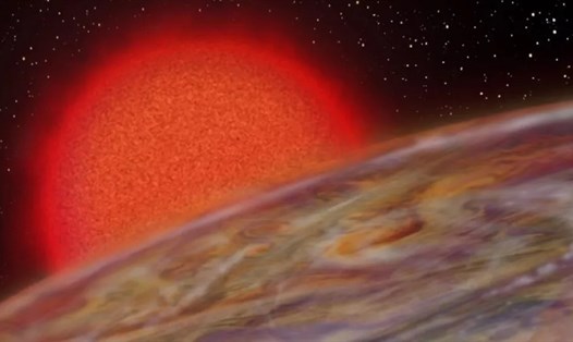 Ảnh minh họa về một hành tinh có kích thước tương tự sao Mộc, như TOI-2337b, TOI-4329b hoặc TOI-2669b, trên quỹ đạo xung quanh một ngôi sao đã tiến hóa và đang chết. Ảnh: Viện Thiên văn Đại học Hawaii